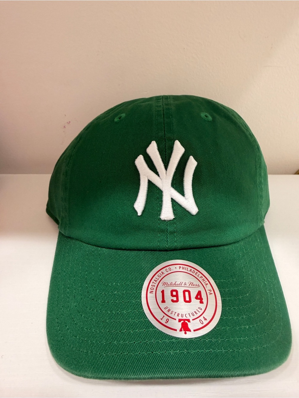 Urban Outfitters Green Kids Baseball Cap with White Logo